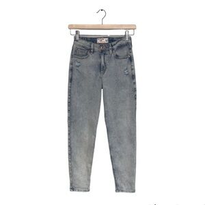 Abercrombie Kids Mini Mom Jeans Size 15/16 Girls Light Acid Wash Denim High Rise